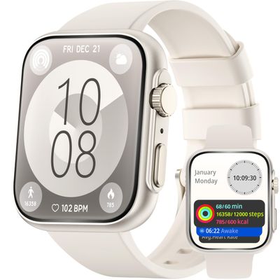 Smart Watch for Men Women, Bluetooth Call, 120+Sports Modes Fitness Tracker, Sleep Tracking, Step & Calorie Counter, IP68 Water Resistant Smartwatchs for Android iPhone, lightweight Casual Beige