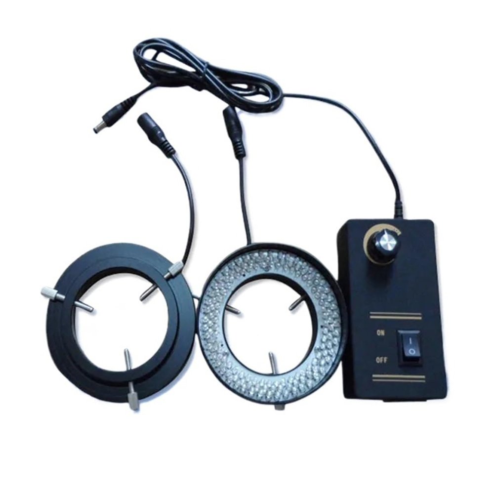 Microscope Kit 85V-265V Adjustable Microscope LED Ring Light, 61mm Inner Diameter White Light 144pcs LED Lights for Zoom Stereo Microscopes Microscope Lens Adapters