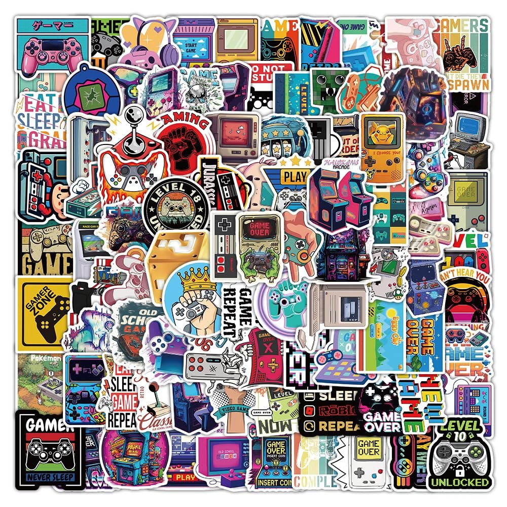 100Pcs Video Game Stickers, Multicolor Vinyl Waterproof Gaming Stickers for Boys, Teens, Men, Adults