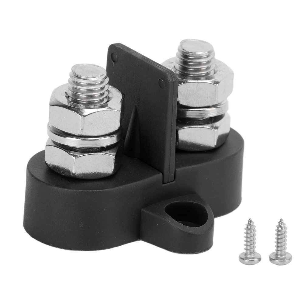 12V 250A Power Distribution Block, 5/16 M8 Stud, Universal Bus Bar for Auto, Marine, RV, Solar Systems Positive & Negative 2 Pcs (B (black))