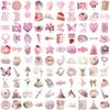 100Pcs Coquette Stickers, Pink Cute Aesthetic Stickers Vinyl Waterproof Decal for Water Bottle Guitar Phone Laptop view 4