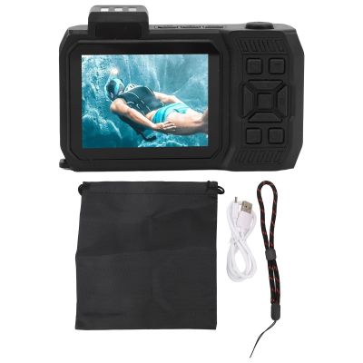 Nutriess 4K Underwater Camera 65MP Autofocus Dual Screen 2.88in 1.44in 2500mAh 33FT Impermeable Digital Camera for Snorkeling and Diving (Black)