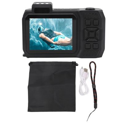 Nutriess 4K Underwater Camera 65MP Autofocus Dual Screen 2.88in 1.44in 2500mAh 33FT Impermeable Digital Camera for Snorkeling and Diving (Orange)