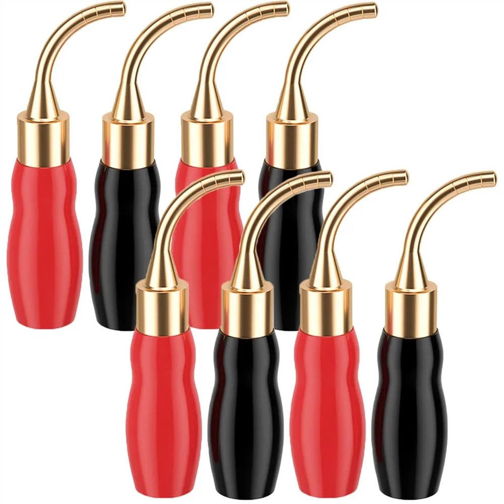 8 Pieces 5MM 24K Gold Plated Audio Speaker Cable Banana Connector Solder-Free Banana Connectors Jack