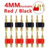 8PCS/Gold Connector Stackable 4mm Double Row Banana Twin Speaker Loudspeaker Two-Position Audio(8 Red) view 3