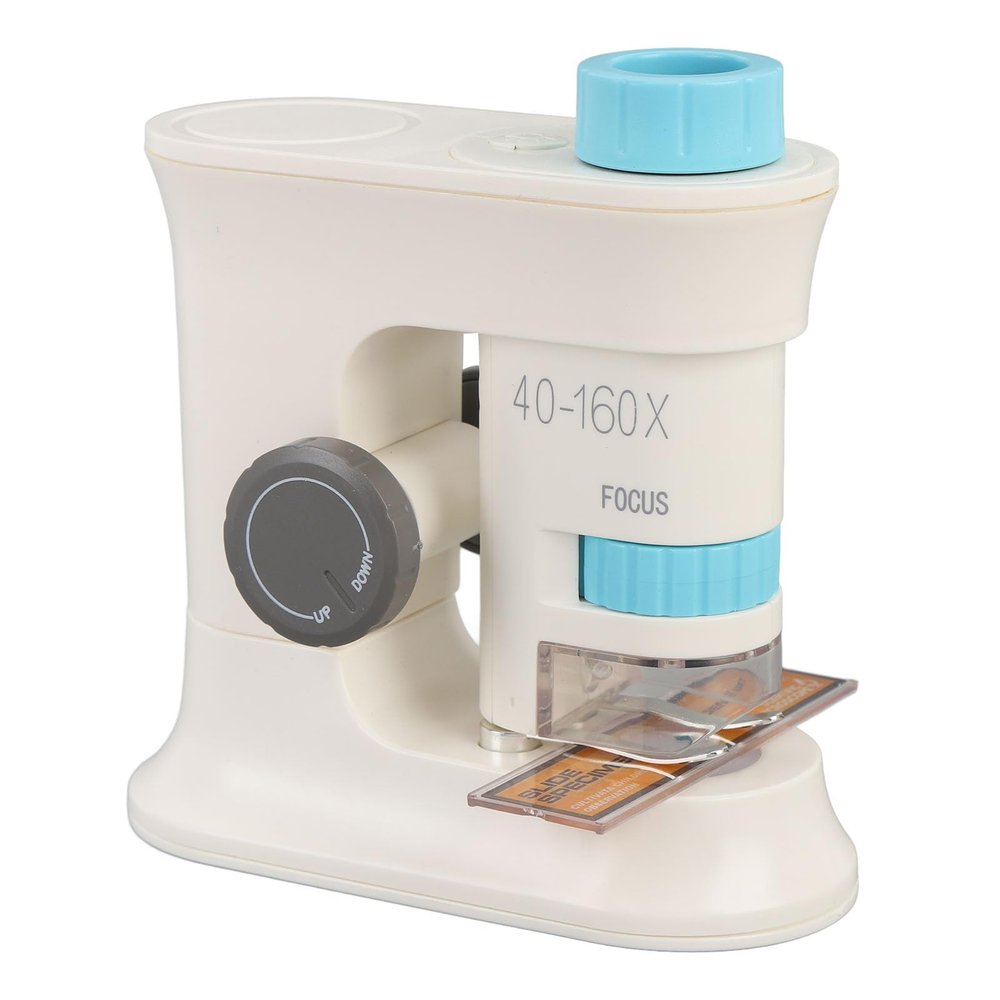 Kids Microscope 40-160X Intelligent Magnetic Induction Portable Handheld Microscope with Light (Blue)