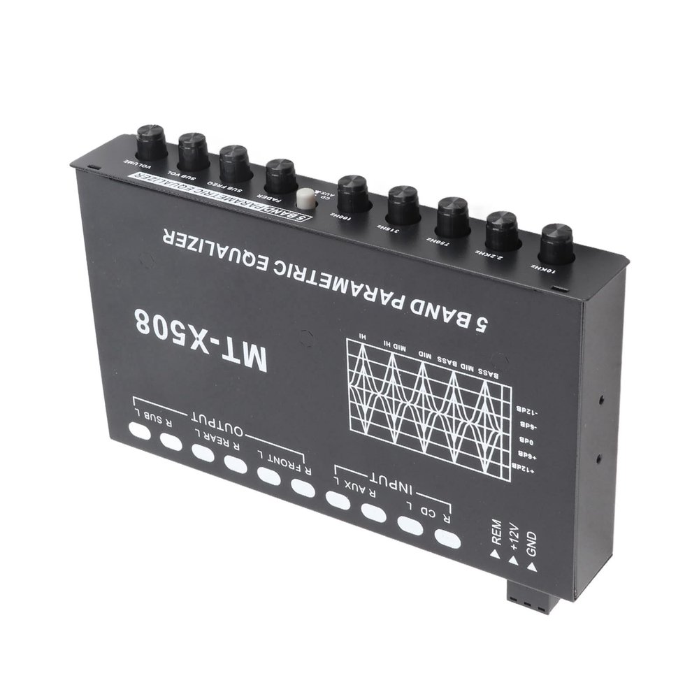 Car Equalizer, Adjustable 5 Bands Car Equalizer Precise Tuning EQ Improve Automotive Audio Experience with Crossover for Optimal Audio Quality