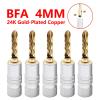 10Pcs 4mm Serrated Banana 24K Gold Plated Copper Banana Connector Male Speaker Black&Red(10 Black) view 3