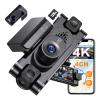 4K 360 DashCam for Cars,4 Channel Car Dash Cam Front and Rear Inside with 128GB Card Included,Voice Control,5.8G WiFi GPS,IR Night Vision, G Sensor, 24/7 Parking Mode &Loop Recording Dash Camera view 1