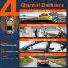 4K 360 DashCam for Cars,4 Channel Car Dash Cam Front and Rear Inside with 128GB Card Included,Voice Control,5.8G WiFi GPS,IR Night Vision, G Sensor, 24/7 Parking Mode &Loop Recording Dash Camera view 2