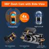 4K 360 DashCam for Cars,4 Channel Car Dash Cam Front and Rear Inside with 128GB Card Included,Voice Control,5.8G WiFi GPS,IR Night Vision, G Sensor, 24/7 Parking Mode &Loop Recording Dash Camera view 3