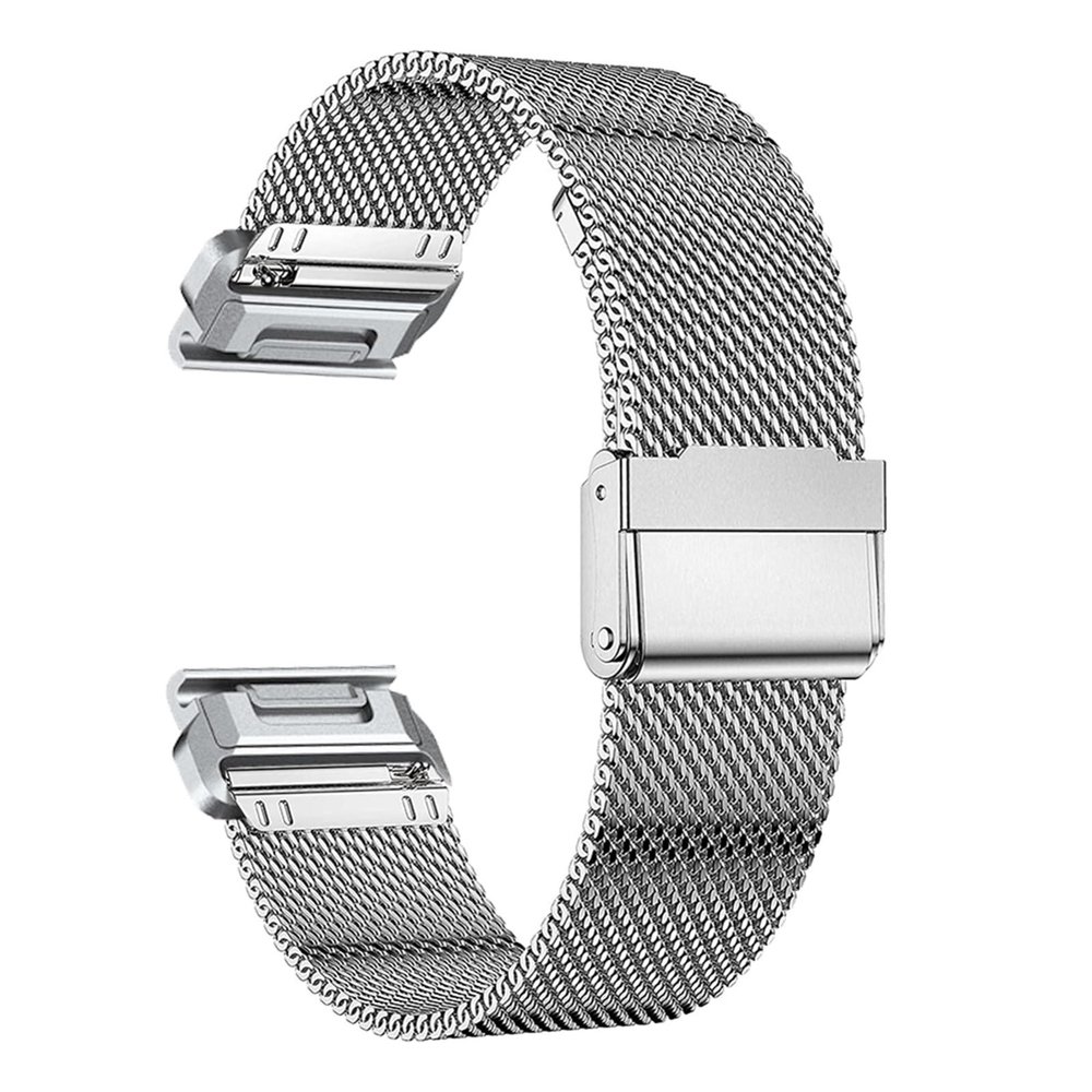 VEVEL 22mm 26mm QuickFit Milanese Metal Strap For Garmin EPIX GEN2 Fenix7 7X Solar/6X 6XPro 5XPlus Forerunner 955 Enduro 2 Watchband(Silver,For EPIX GEN 2)