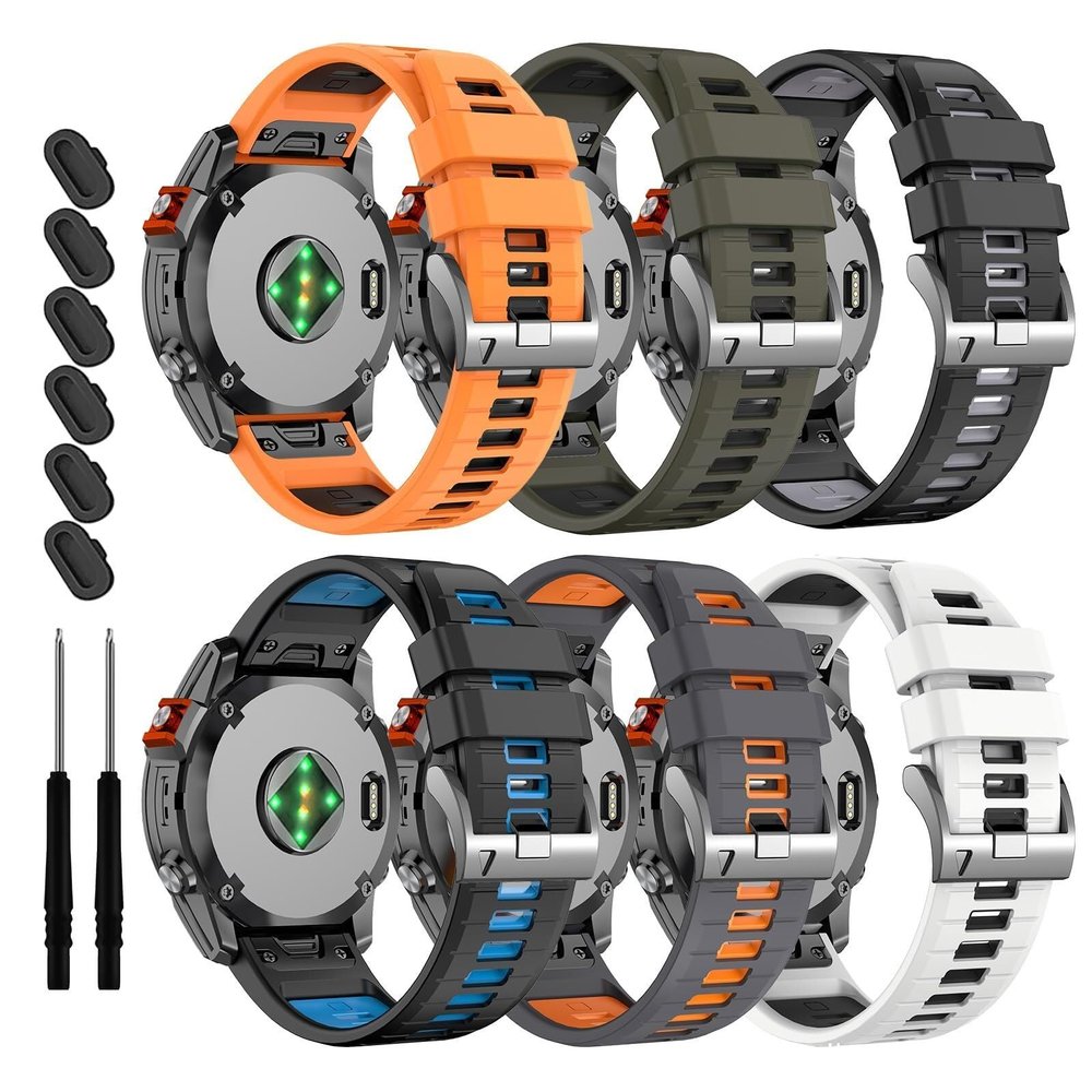BCMCBV 22mm For Garmin Fenix 7/7 Pro/6/6 Pro/5/5 Plus Watch Band,Soft Quickfit Silicone Straps For Forerunner 965 955/Approach S70 47mm/Instinct 2/quatix 7 Smartwatch(6Pack1)