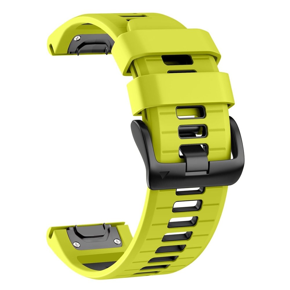 ORKDFJ 26mm Watch Band for Garmin Fenix 7X Pro/Fenix 7X/Fenix 6X Pro/Fenix 6X/Fenix 5X/Fenix 3, Silicone QuickFit 26mm Replacement for Garmin Descent Mk3i 51mm/Epix Pro 51mm/TACTIX 7(Lime Black)