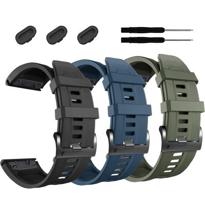 BUDAY 26mm Watch BandFor Garmin Fenix 7X Pro Epix Pro 51mm Fenix 6X Watch Strap Fenix 5X Plus Silicone Wristband Fenix 6X Pro Descent Mk2i MK3i 51mm Smartwatch WristBand(3pack G)