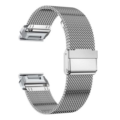 AEHON 22mm 26mm QuickFit Milanese Metal Strap For Garmin EPIX GEN2 Fenix7 7X Solar/6X 6XPro 5XPlus Forerunner 955 Enduro 2 Watchbands(Silver,For Garmin Enduro 2)