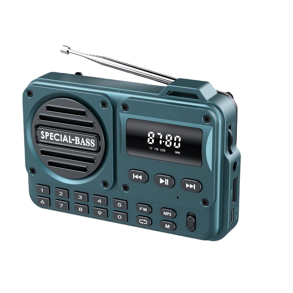 Pocket Radio FM USB-C Charging 2000mAh Rechargeable Excellent Reception Clear Speaker and Headphone Jack,LCD Screen,FM Radio for Walk/Jogging/Gym, Bluetooth/TF.(NO AM) (Turquoise)