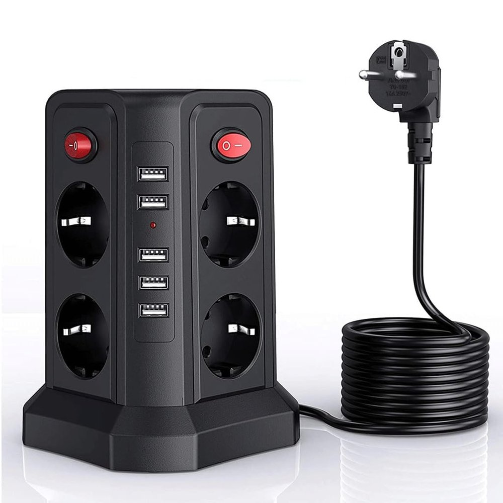 AFPSDLFJDLS Vertical Power Strip Circuit Surge Protection Socket Tower Outlets 2m Extenstion Cord