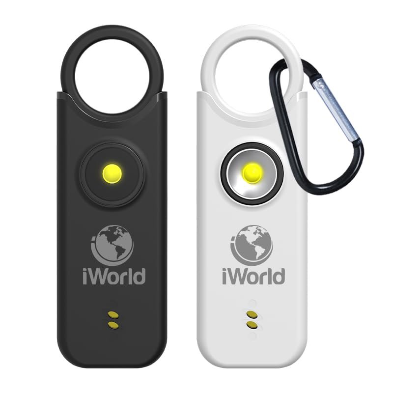 Emergency Self-Defense Rechargeable Alarm Keychain  Safety Defense Key Chain with LED Security Alarm for Women (2, Black&White)
