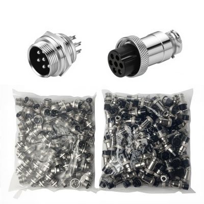 100 Sets GX16 16MM Aviation Connector Kit - 7 Pin Metal Male/Female Panel Mount Adapter Plug Socket Set for Industrial Electronics(GX16 Nut 100 Sets,7P)