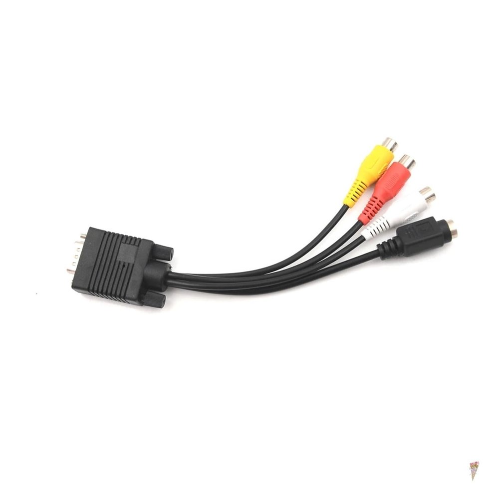 1PC Video Cable Compatible with The PC HDTV Connector Male to S-Video 3 R/CA Jack Female Composite AV TV Out Adapter Converter New