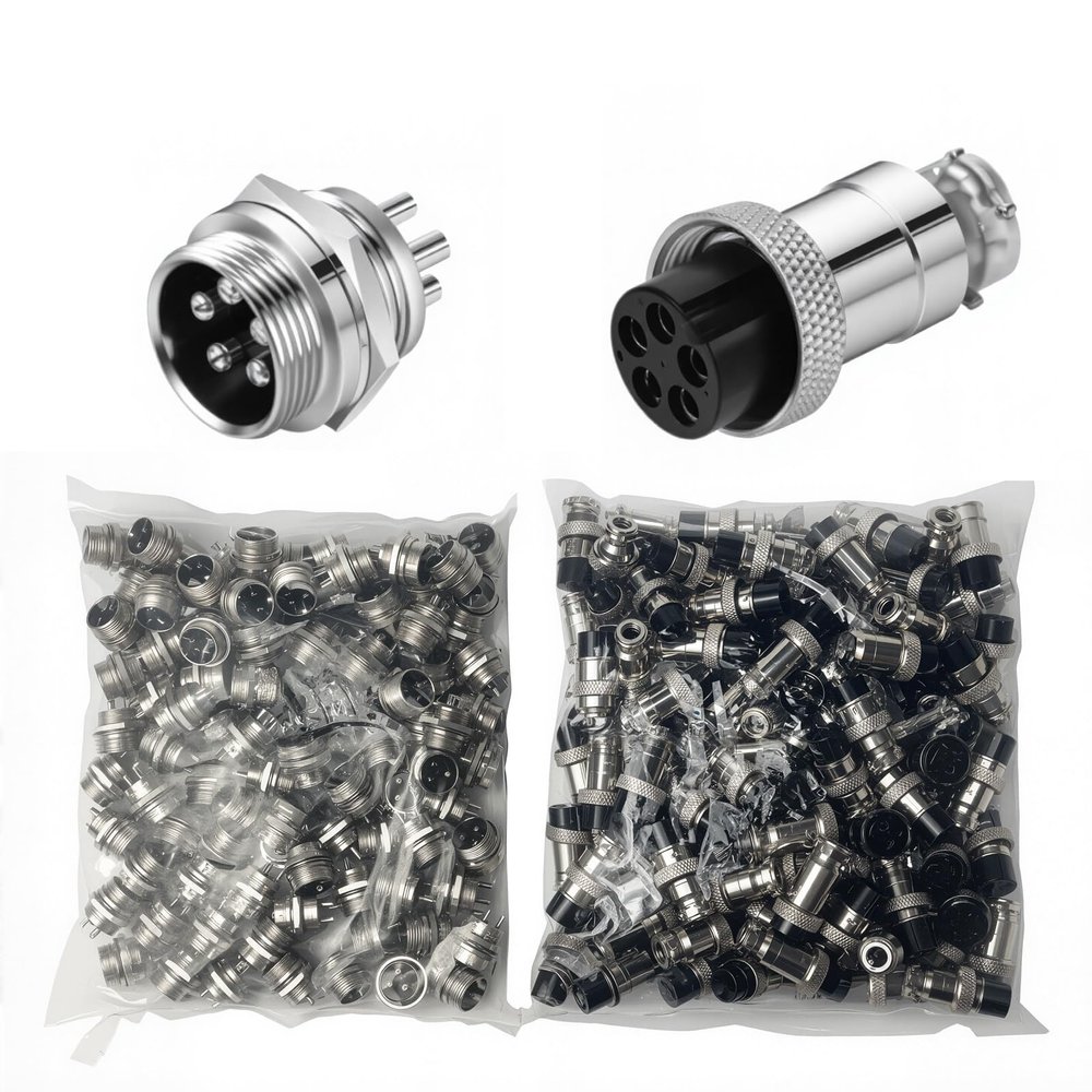 100 Sets GX16 16MM Aviation Connector Kit - 5 Pin Metal Male/Female Panel Mount Adapter Plug Socket Set for Industrial Electronics(GX16 Nut 100 Sets,5P)