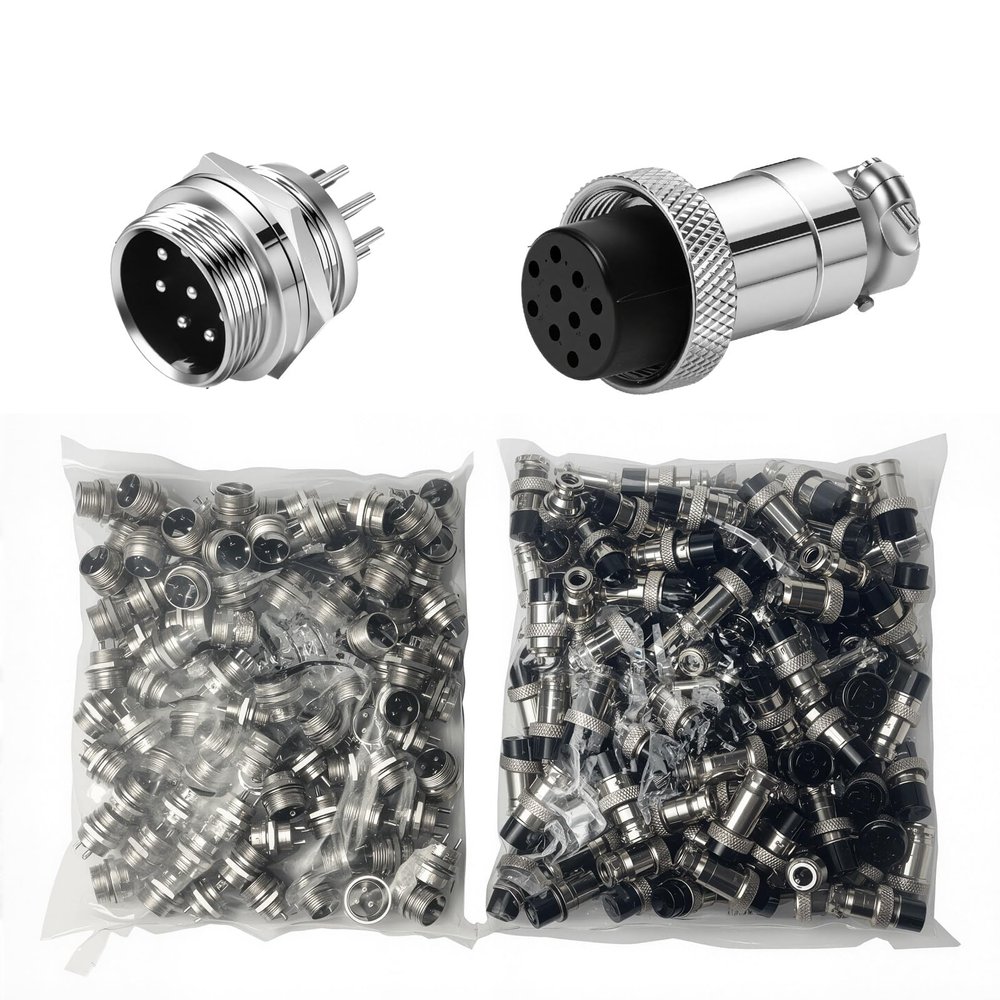 100 Sets GX16 16MM Aviation Connector Kit - 10 Pin Metal Male/Female Panel Mount Adapter Plug Socket Set for Industrial Electronics(GX16 Nut 100 Sets,10P)
