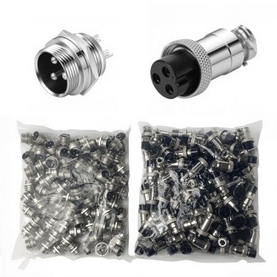 100 Sets GX16 16MM Aviation Connector Kit - 3 Pin Metal Male/Female Panel Mount Adapter Plug Socket Set for Industrial Electronics(GX16 Nut 100 Sets,3P)