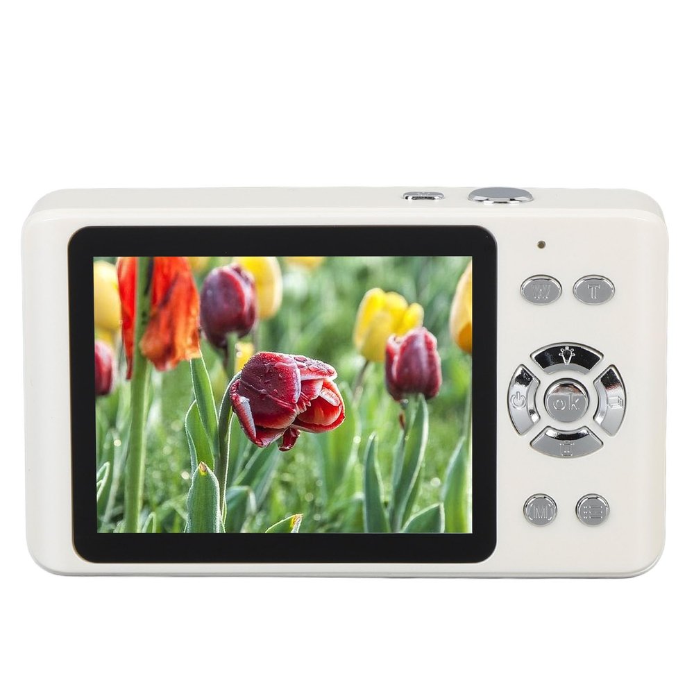 4K 64MP Compact Digital Camera with Autofocus, 18X Zoom, and 2.8-Inch Screen Point and Shoot Camera for Travel Photography (White)