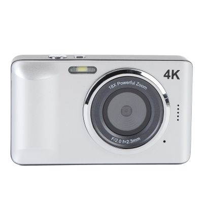 4K 64MP Compact Digital Camera with Autofocus, 18X Zoom, and 2.8-Inch Screen  Point and Shoot Camera for Travel Photography (Silver)