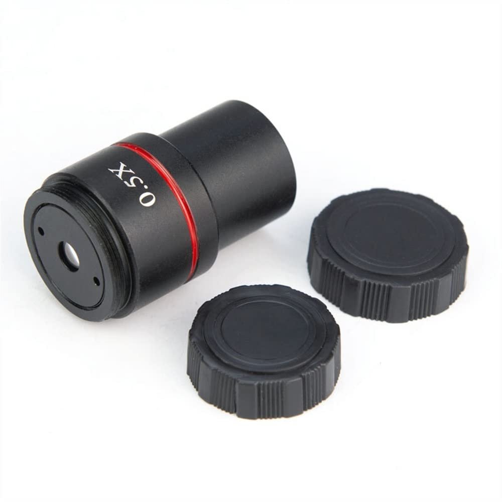 Microscope 0.5X Lens Microscope Camera Adapter 23.2mm C-Mount Electronic Eyepiece Auxiliary Reduction Lens for Connecting Camera(Black)