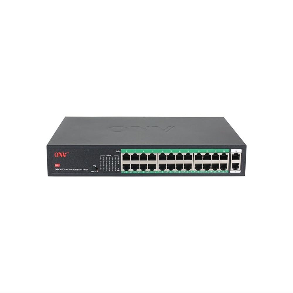 26-Port Gigabit Uplink PoE Switch 24*10/100Mbps 2*10/100/1000M Uplink RJ45 Ports Support IEEE802.3af/at PoE Standard Smart PoE Switch