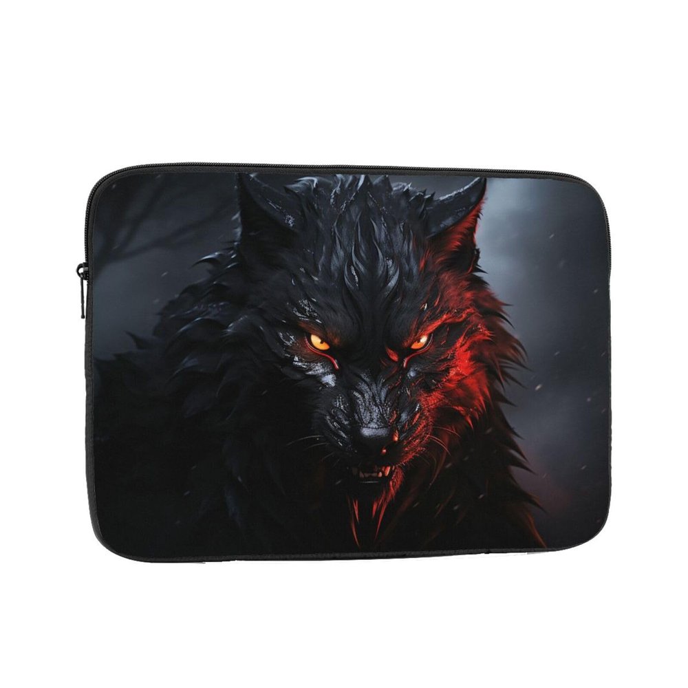 Big Black Wolf with Red Eyes Laptop Sleeve Bag 13 Inch Waterproof Shockproof Laptop Case Bag Lightweight Tablet Travel Cover Computer Skin Bag Tablet Carrying Case