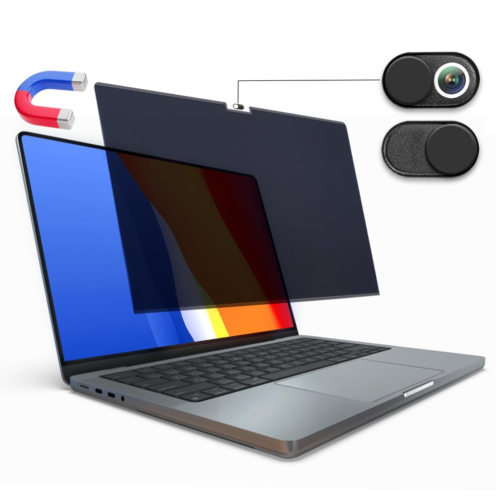 Magnetic Privacy Screen for MacBook Air 13 inch (2022-2025 M2-M4 Max), Anti-Glare, Blue Light Protector, Scratch Resistant, Removable Laptop Filter Private Shield & Webcam Cover