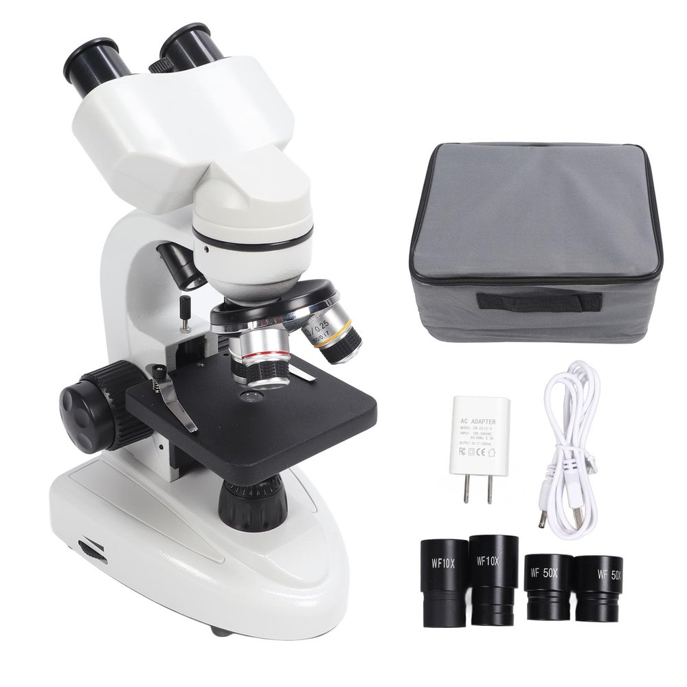 Baxnore Binocular Microscope Kit, 40X5000X 360 Rotation Clear Image Binocular Microscope, Laboratory Binocular Microscope for Inspection Laboratory