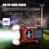 Emergency Radio Hand Crank Solar 5000mAh, IP65 Waterproof Dustproof Bluetooth 5.3 Portable AM/FM/NOAA Weather Alert Radio with Flashlight, Phone Charger, SOS, Headphone Jack- (Red) view 2
