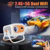 Full HD Portable Video Projector with Electric Focus, Compact Design for Home Theater and Outdoor Use, Smart Movie Projector Compatible with Laptop/DVD/Smartphone/HDMI/USB, White view 4