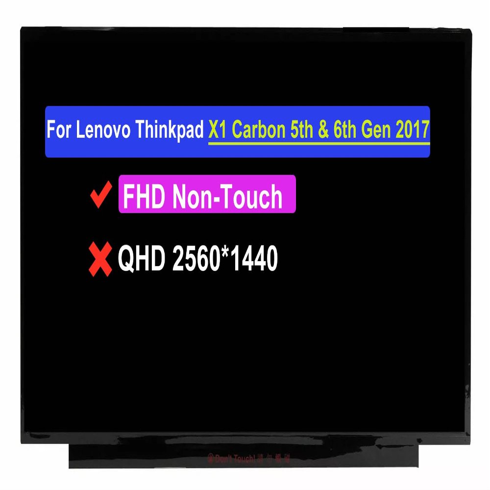14.0" Screen Replacement for Lenovo ThinkPad X1 Carbon 5th & 6th Gen 2017 20HR, 20HQ 20K4, 20K3 20KH, 20KG 00NY435 B140HAN03.1 LCD Non-Touch Display Panel (FHD 1920 * 1080 30Pins)