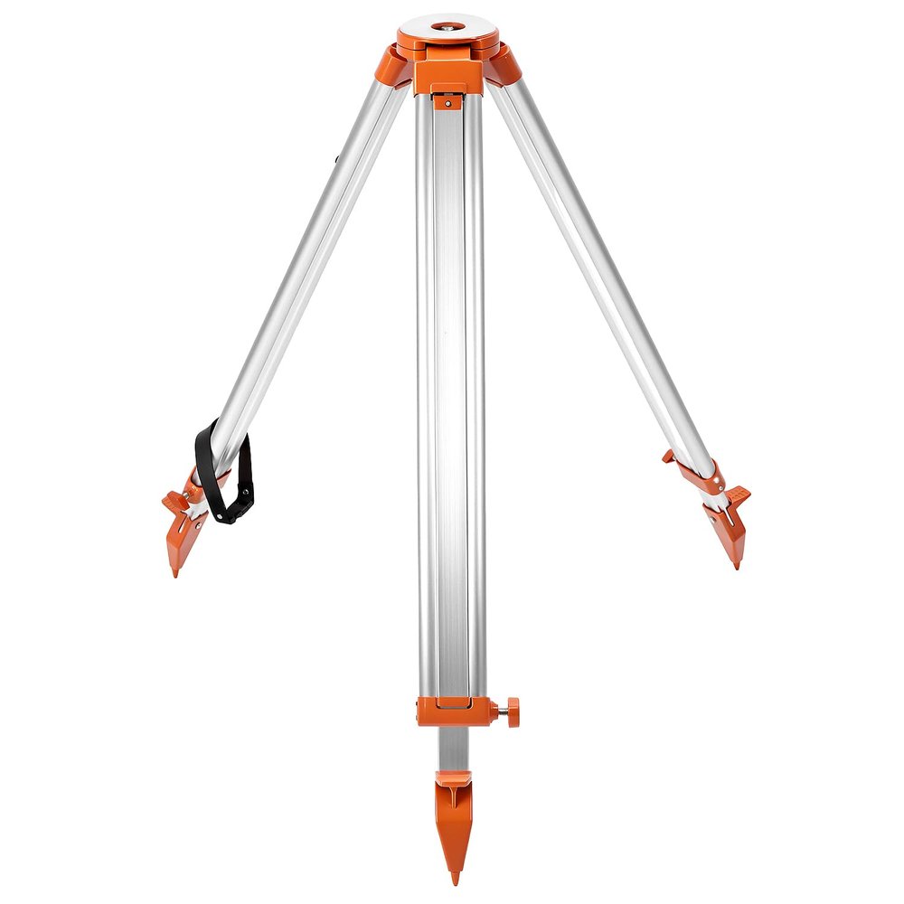 QWORK Universal Survey Tripod - Aluminum Heavy Duty Contractor Tripod with Quick Clamp,Transit Leveling Equipment, 5/8" x 11" Thread (Orange)