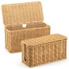 2Pack Large Cable Management Box, Handwoven Imitation Rattan Cord Organizer Wire Hider Box, Desk Cord Management to Hide Cords and Power Strips view 1