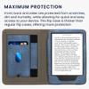 kwmobile Cover Compatible with Amazon Kindle (2022/2024) Cover - Faux Leather/Suede Case with Stand - Dark Blue/Dark Grey view 3