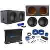 Audiosavings Bundle: (2) 12" 500W Peak/250W RMS 2-Ohm Car Subwoofers Bundle with 2000W Peak/500W RMS Mono 2-Ohm Amplifier + Dual Sub Box Kit + Dual 12 Sealed Enclosure + Car Amp Wiring Kit (6 Items) view 1