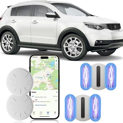 GPS Tracker for Vehicles No Monthly Fee,Real Time Car Mini GPS Tracker Work with Apple Find My(iOS Only),Hidden Device Car Tracker with Magnetic Case-White,2PCS