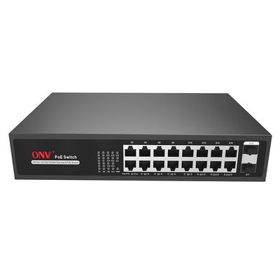 18-Port Full Gigabit PoE Switch,16*10/100/1000M Adaptive RJ45 Ports, 2*1000M Uplink SFP Ports,IEEE 802.3 af/at PoE Standard Unmanaged PoE Switch
