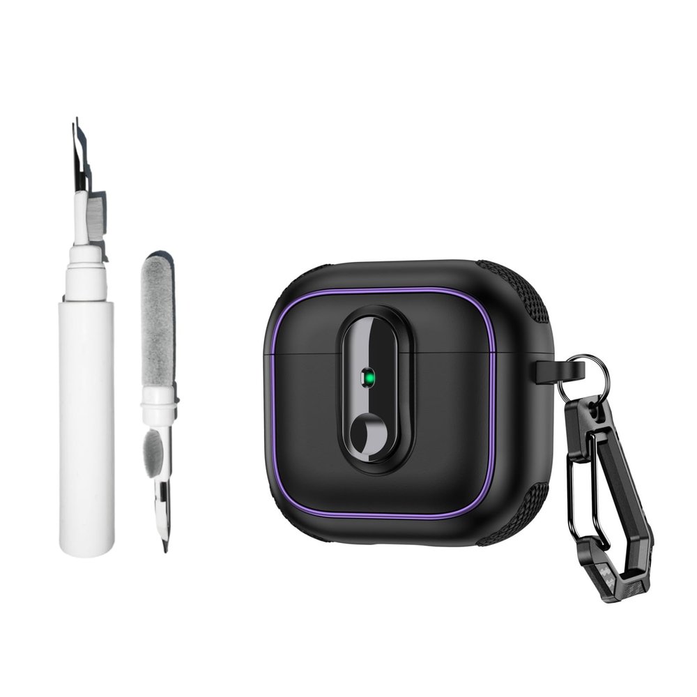 [3 in 1] SKPY Case Compatible with AirPods 4 with Active Noise Cancellation with Keychain, Shockproof Lock Design Case Compatible with Magsafe with Cleaning Kit for Men Women