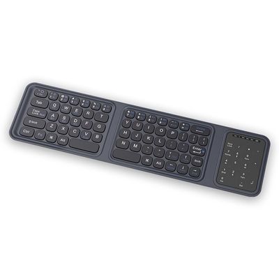 JOMAA Tri-Fold Wireless Keyboard - Ultra-Thin Lightweight, PU Leather Cover 3 Device Connections, Silent Typing Portable Design, Compatible with Windows, Mac, iOS Android, Tablet Phone Laptop