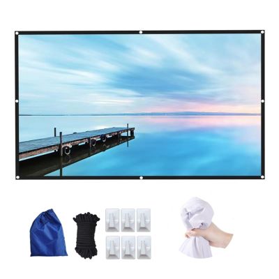 Simple Bar Wall Mounted HD Projection Screen, Foldable Non Crease White Projector Curtain Projection Screen, Support Double Sided Projection, Indoor Outdoor Projection Screen Moive Screen(200 inch,16: