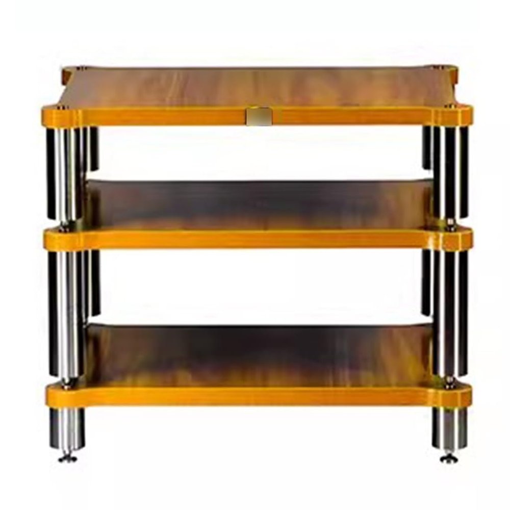 3 Tiers Solid Wood Audio Rack AV Shelf with Media Storage Shelves for Speaker Amplifier TV Stand (Wood Color-60 * 70 * 48cm)