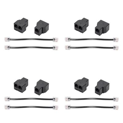 Tassteen 8PCS RJ11 Telephone Cable Splitter 15cm Cable 6P4C 2 Ports Telephone Cable Splitter Adapter