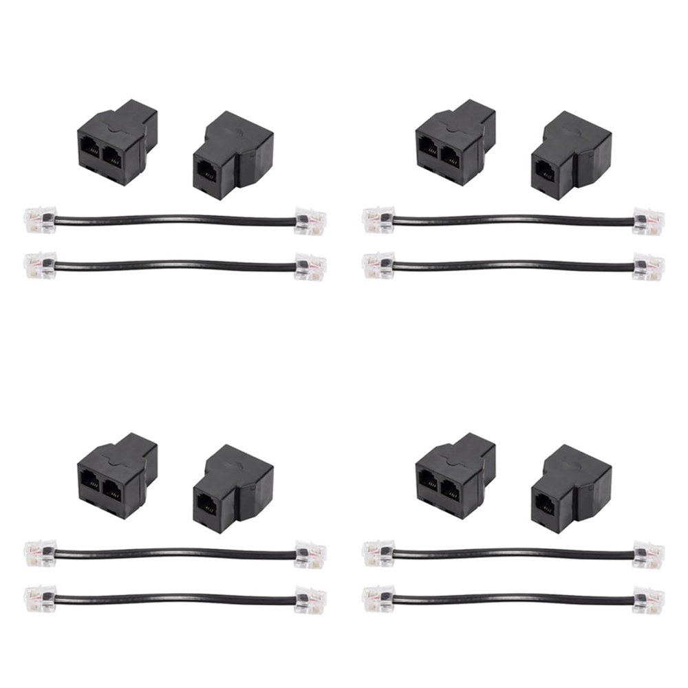 Tassteen 8PCS RJ11 Telephone Cable Splitter 15cm Cable 6P4C 2 Ports Telephone Cable Splitter Adapter